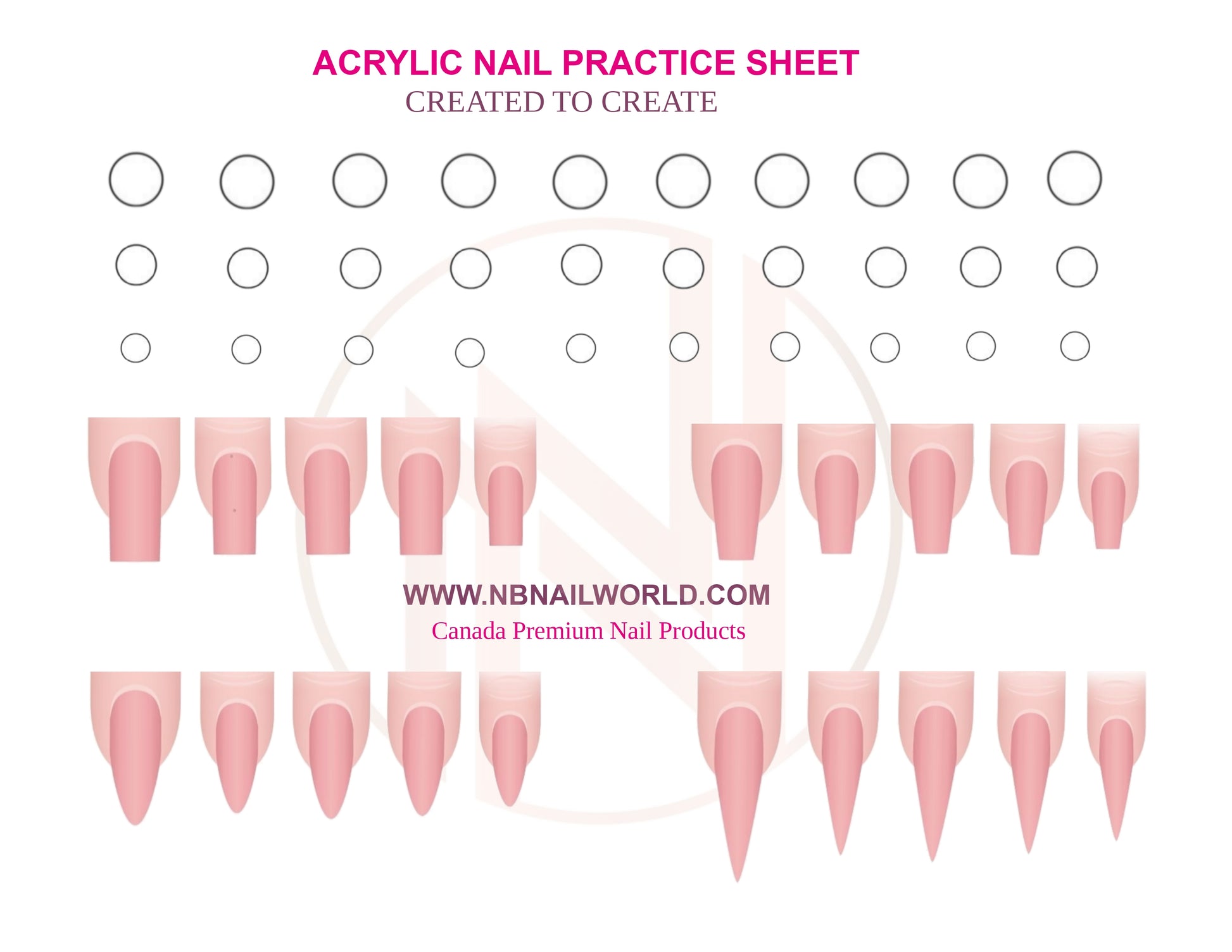 Acrylic nail practice sheet